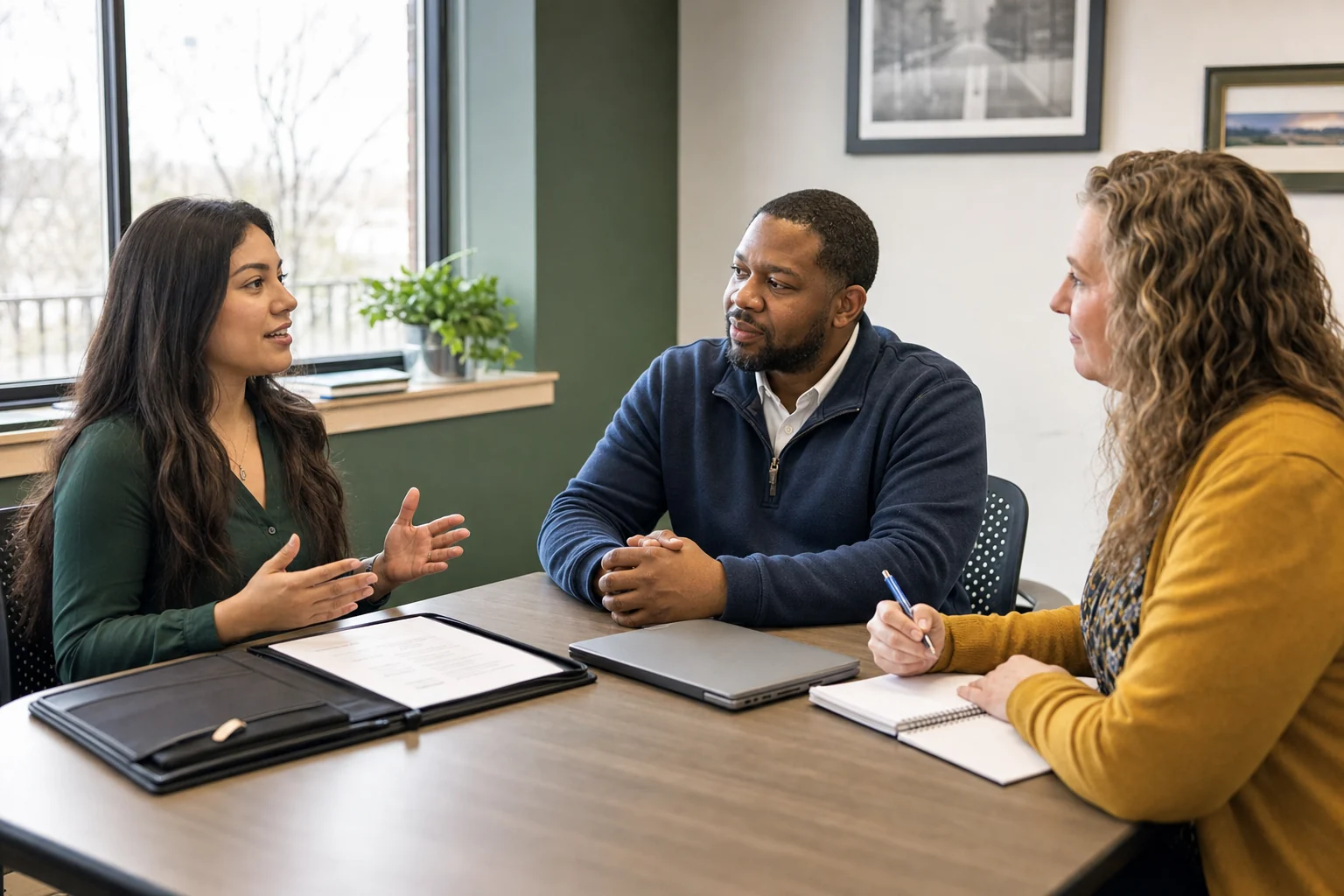 A participant practicing a professional conversation with local professionals